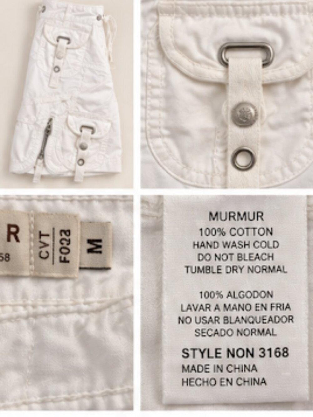 Anthropologie MÜRMÜR White Cargo Bermuda Shorts Size M Utility Y2K - Picture 9 of 11